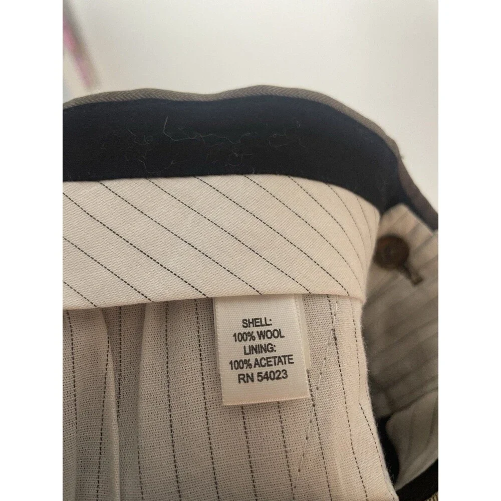 Banana Republic Wool Men’s Dress Pants Taupe Herringbone Pattern Size 34x30